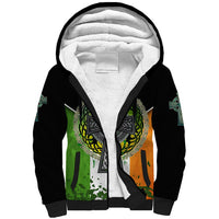 Irish Cross Mix With Shamrock Floral And Flag Sherpa Hoodie - Wonder Print Shop