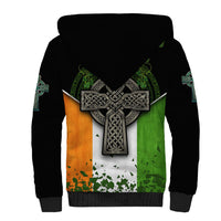 Irish Cross Mix With Shamrock Floral And Flag Sherpa Hoodie - Wonder Print Shop