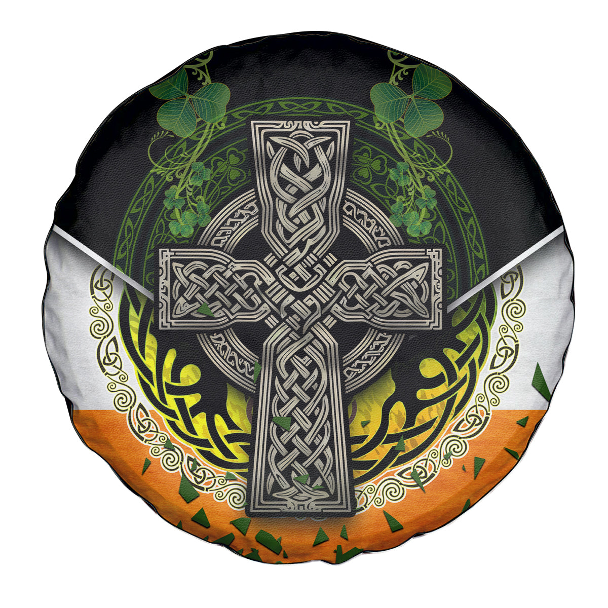 Irish Cross Mix With Shamrock Floral And Flag Spare Tire Cover - Wonder Print Shop