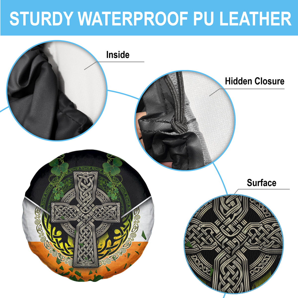 Irish Cross Mix With Shamrock Floral And Flag Spare Tire Cover - Wonder Print Shop