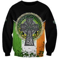 Irish Cross Mix With Shamrock Floral And Flag Sweatshirt - Wonder Print Shop