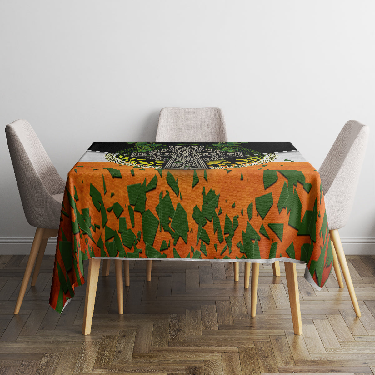 Irish Cross Mix With Shamrock Floral And Flag Tablecloth - Wonder Print Shop