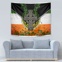 Irish Cross Mix With Shamrock Floral And Flag Tapestry - Wonder Print Shop