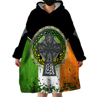 Irish Cross Mix With Shamrock Floral And Flag Wearable Blanket Hoodie - Wonder Print Shop