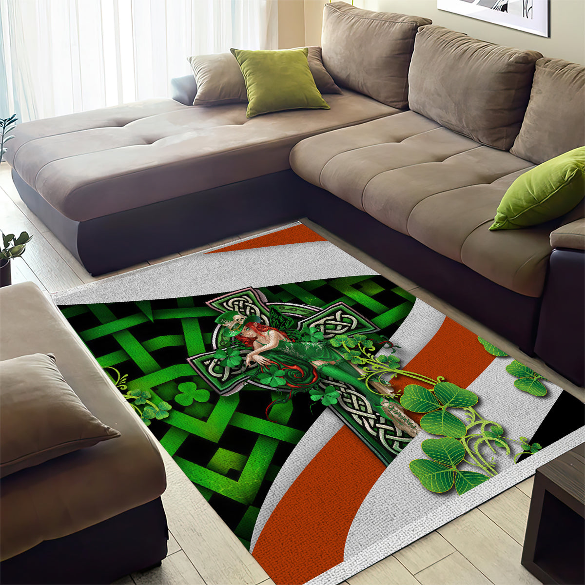 Patrick Day - Irish Cross - Lucky Girl Area Rug - Wonder Print Shop
