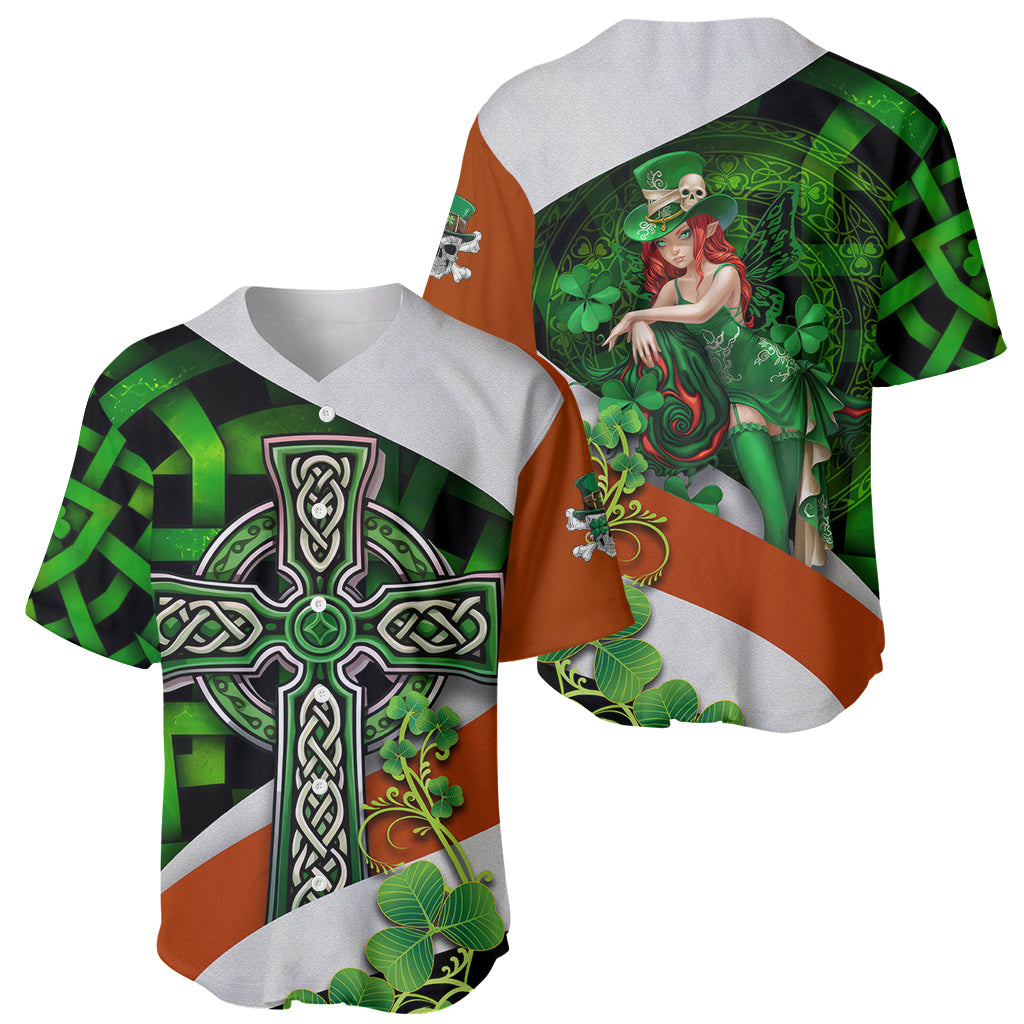 Patrick Day - Irish Cross - Lucky Girl Baseball Jersey - Wonder Print Shop