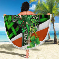 Patrick Day - Irish Cross - Lucky Girl Beach Blanket - Wonder Print Shop