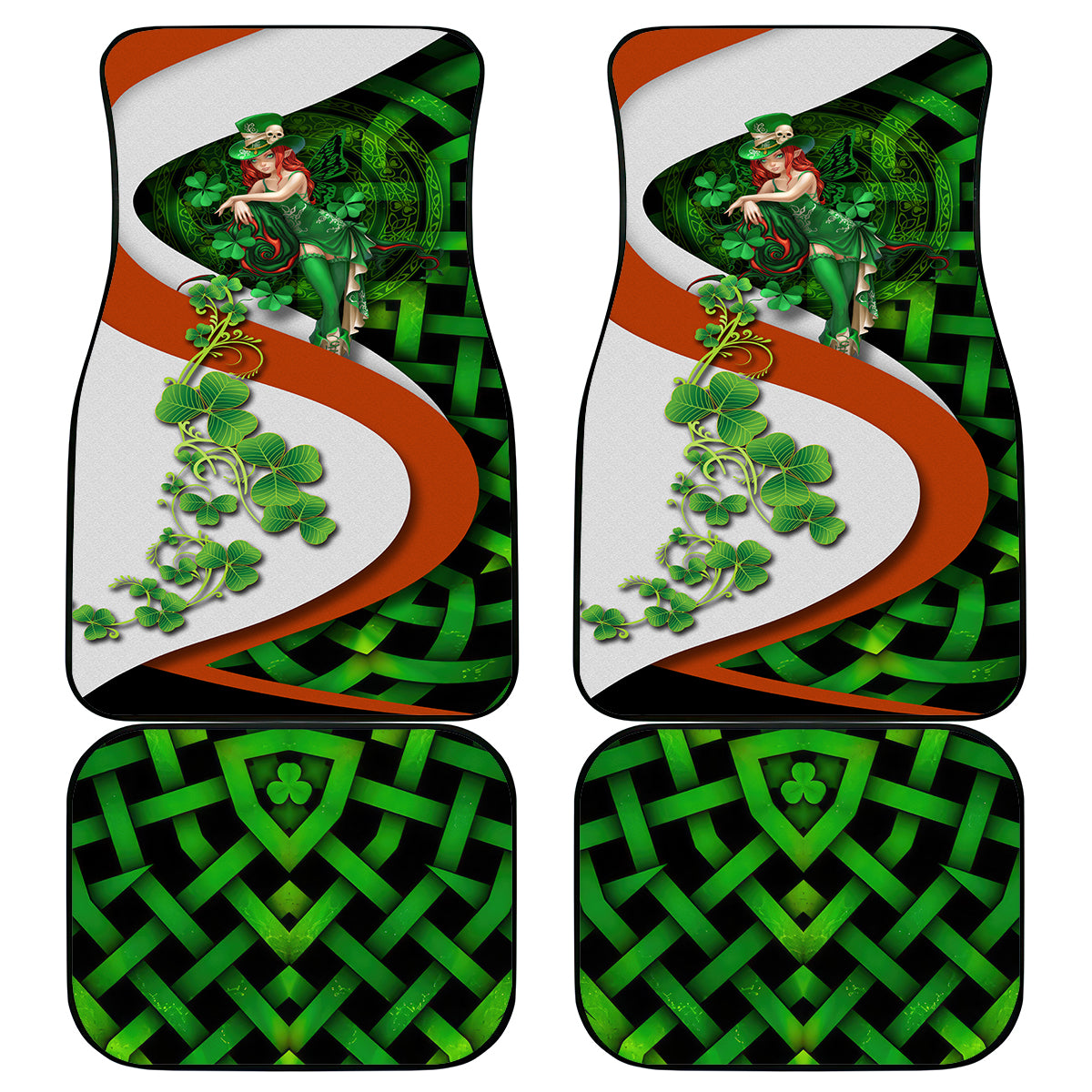 Patrick Day - Irish Cross - Lucky Girl Car Mats - Wonder Print Shop
