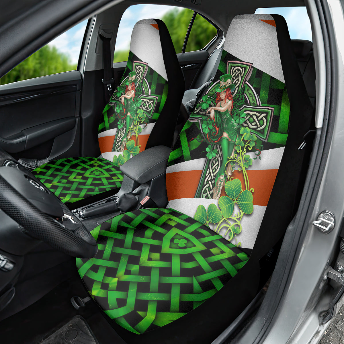 Patrick Day - Irish Cross - Lucky Girl Car Seat Cover - Wonder Print Shop