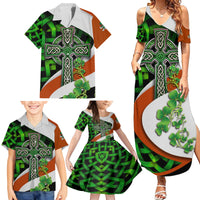Patrick Day - Irish Cross - Lucky Girl Family Matching Summer Maxi Dress and Hawaiian Shirt - Wonder Print Shop