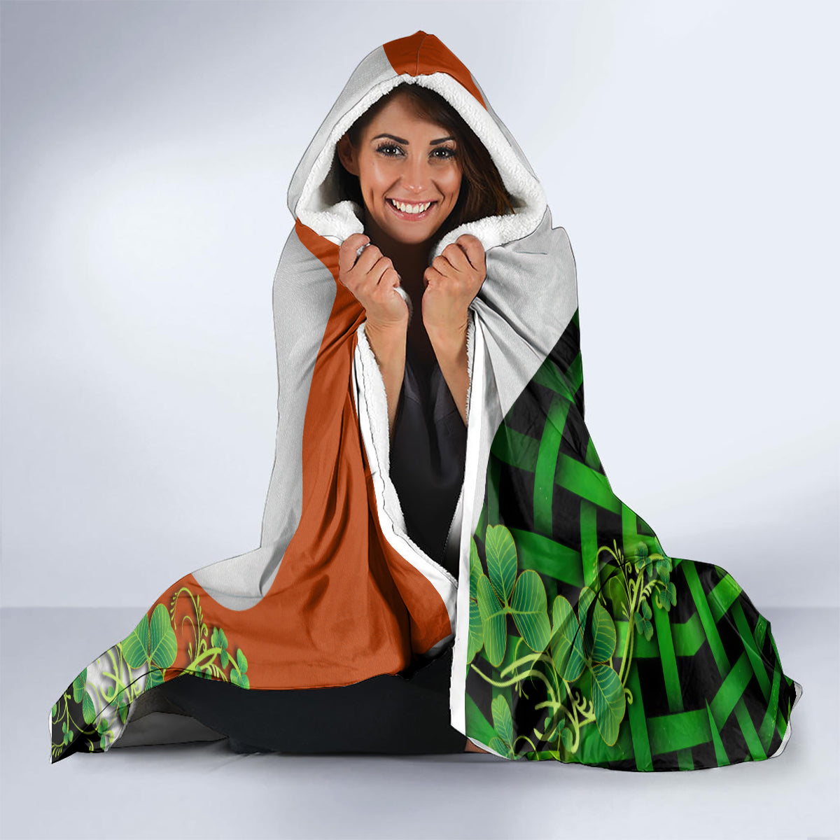 Patrick Day - Irish Cross - Lucky Girl Hooded Blanket