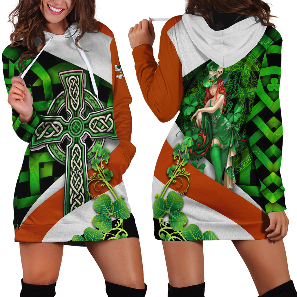 Patrick Day - Irish Cross - Lucky Girl Hoodie Dress - Wonder Print Shop