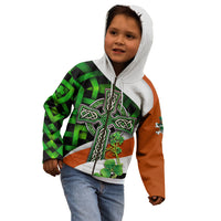 Patrick Day - Irish Cross - Lucky Girl Kid Hoodie - Wonder Print Shop