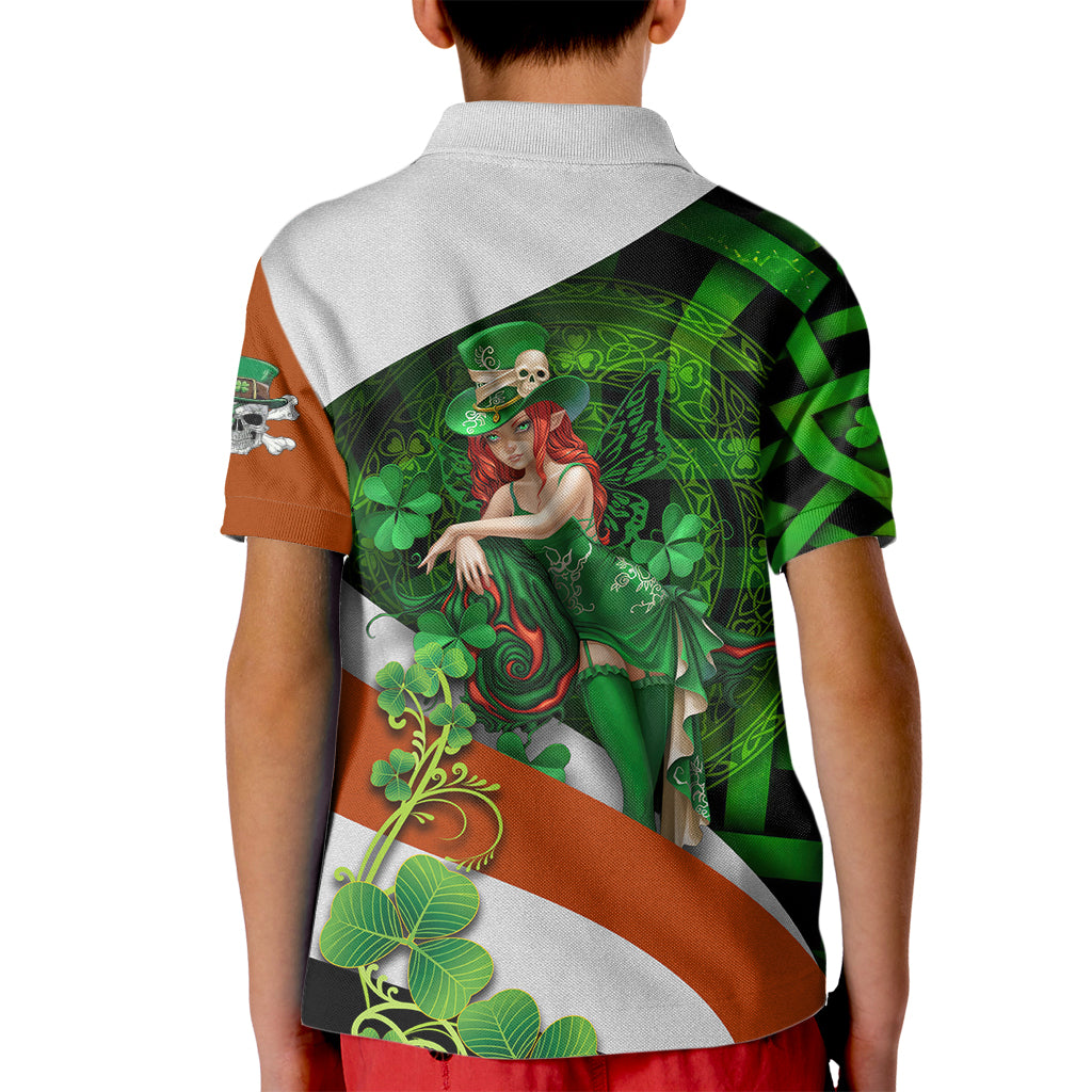Patrick Day - Irish Cross - Lucky Girl Kid Polo Shirt - Wonder Print Shop