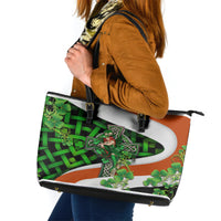 Patrick Day - Irish Cross - Lucky Girl Leather Tote Bag - Wonder Print Shop