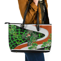 Patrick Day - Irish Cross - Lucky Girl Leather Tote Bag - Wonder Print Shop