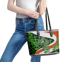Patrick Day - Irish Cross - Lucky Girl Leather Tote Bag - Wonder Print Shop