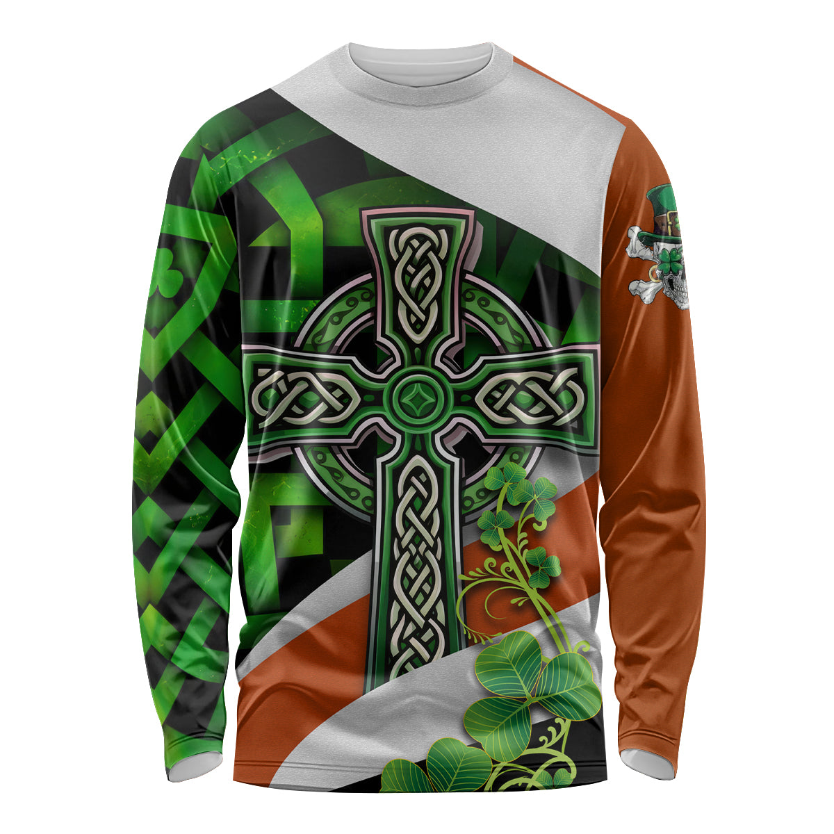 Patrick Day - Irish Cross - Lucky Girl Long Sleeve Shirt - Wonder Print Shop