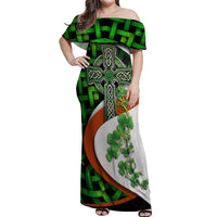 Patrick Day - Irish Cross - Lucky Girl Off Shoulder Maxi Dress - Wonder Print Shop