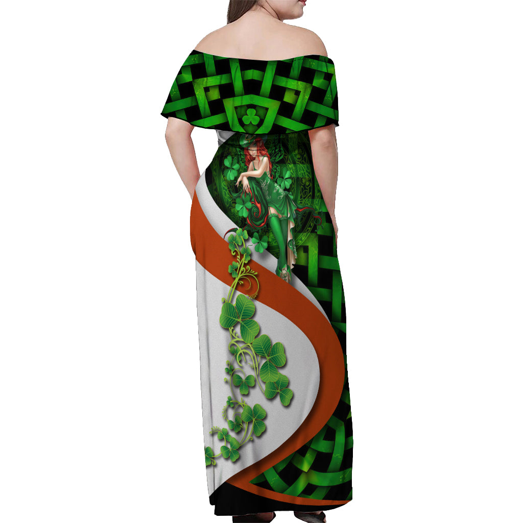 Patrick Day - Irish Cross - Lucky Girl Off Shoulder Maxi Dress - Wonder Print Shop