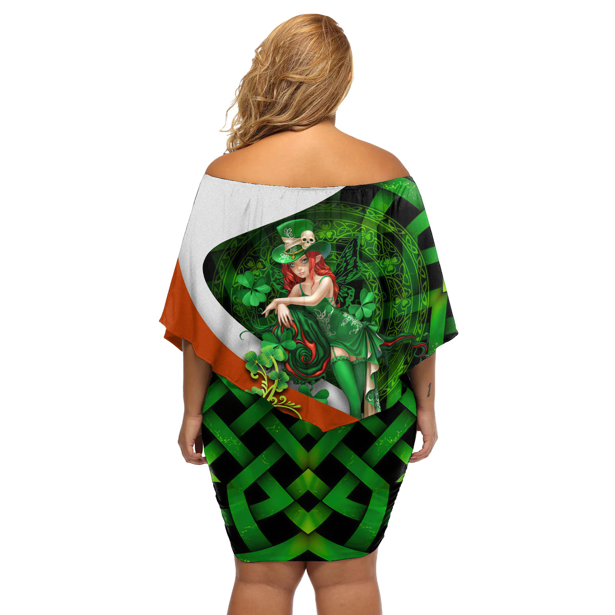 Patrick Day - Irish Cross - Lucky Girl Off Shoulder Short Dress - Wonder Print Shop