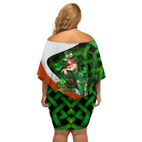 Patrick Day - Irish Cross - Lucky Girl Off Shoulder Short Dress - Wonder Print Shop