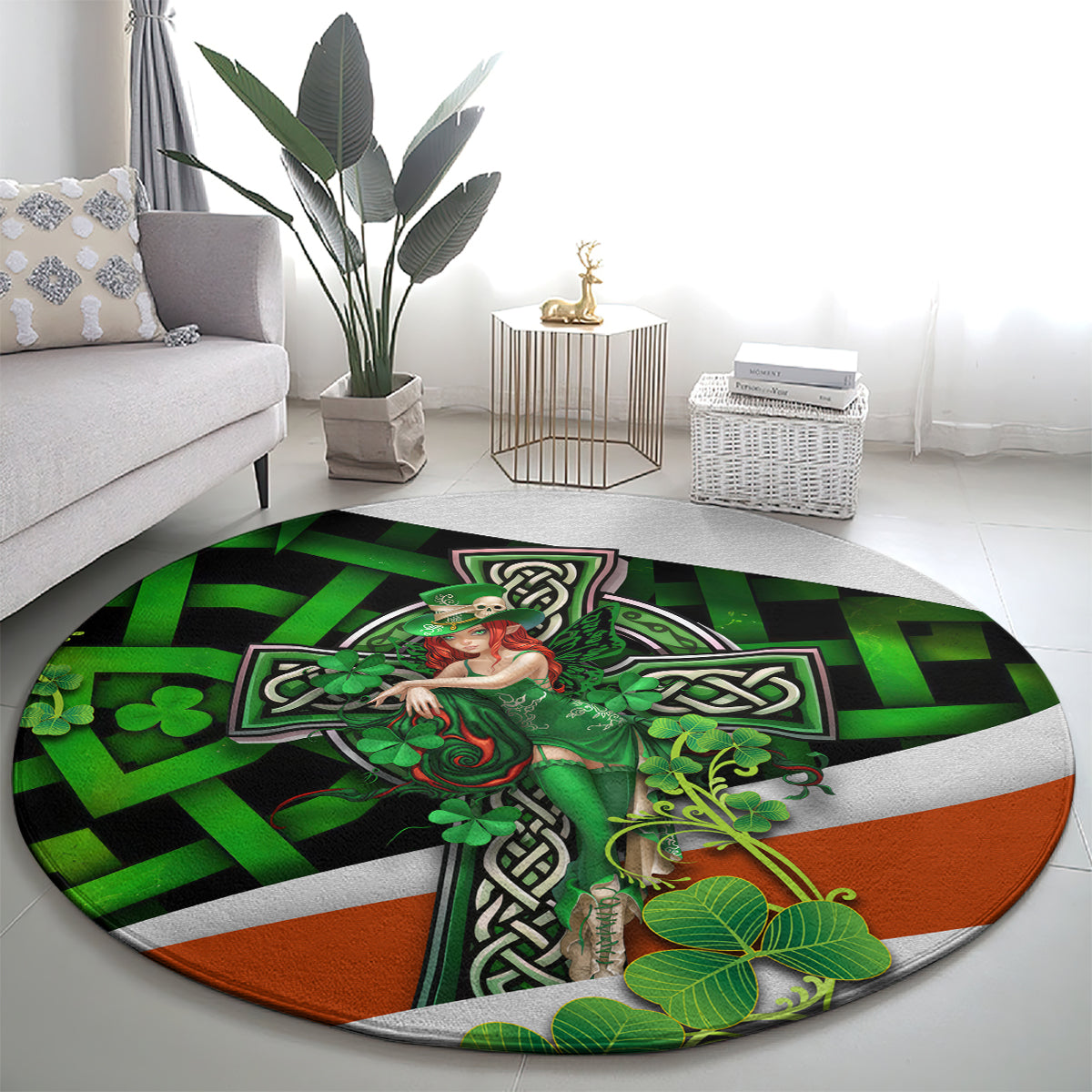Patrick Day - Irish Cross - Lucky Girl Round Carpet