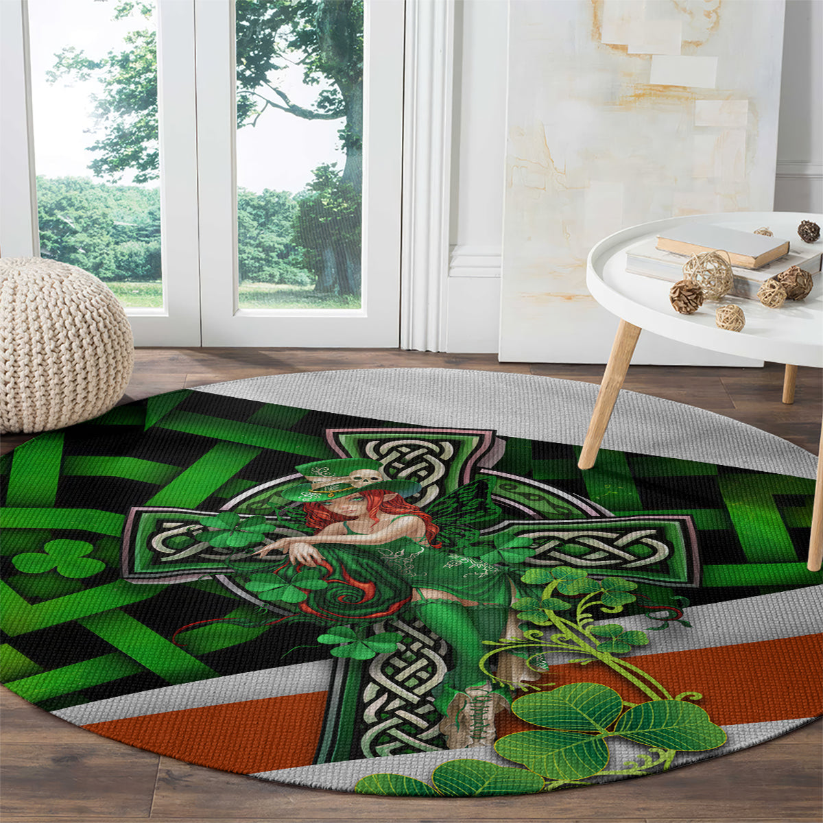 Patrick Day - Irish Cross - Lucky Girl Round Carpet