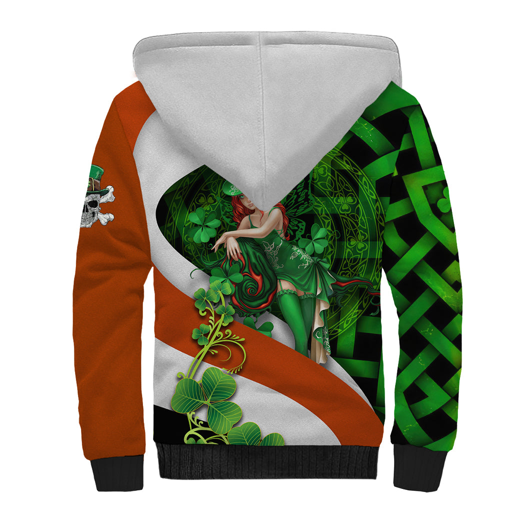 Patrick Day - Irish Cross - Lucky Girl Sherpa Hoodie - Wonder Print Shop