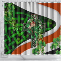 Patrick Day - Irish Cross - Lucky Girl Shower Curtain