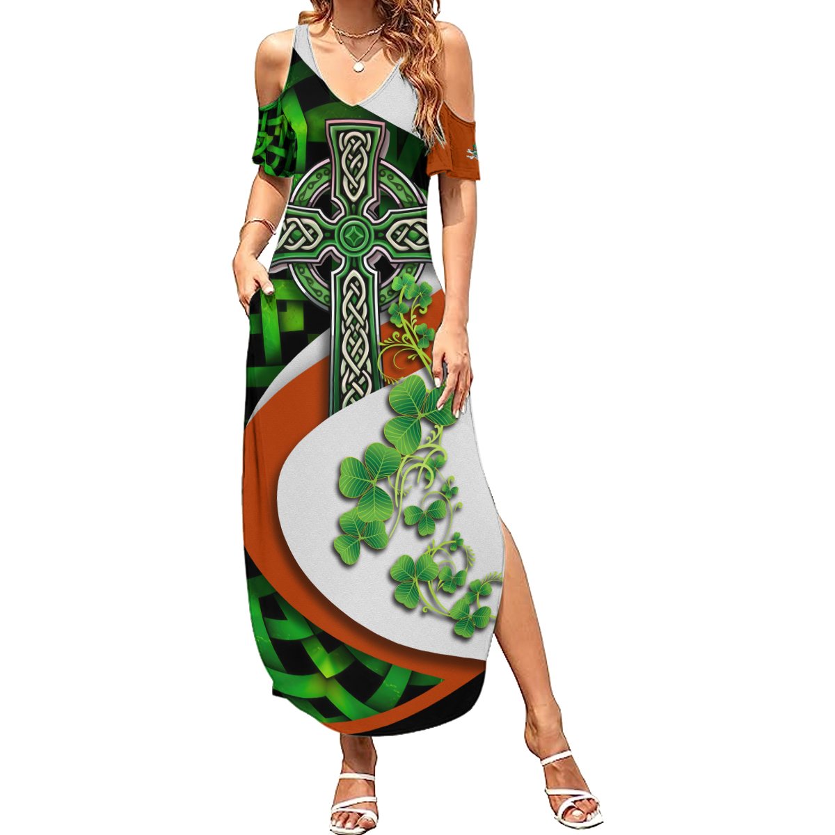 Patrick Day - Irish Cross - Lucky Girl Summer Maxi Dress - Wonder Print Shop