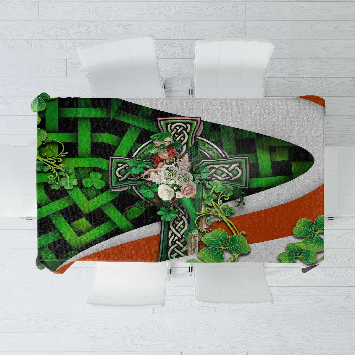 Patrick Day - Irish Cross - Lucky Girl Tablecloth - Wonder Print Shop