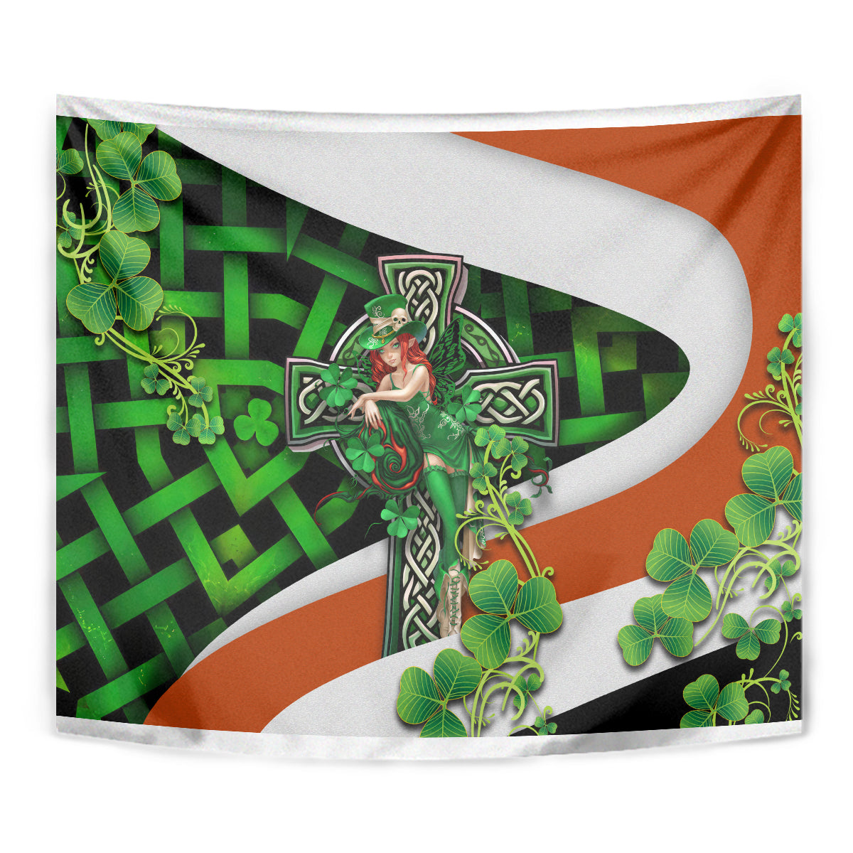 Patrick Day - Irish Cross - Lucky Girl Tapestry - Wonder Print Shop
