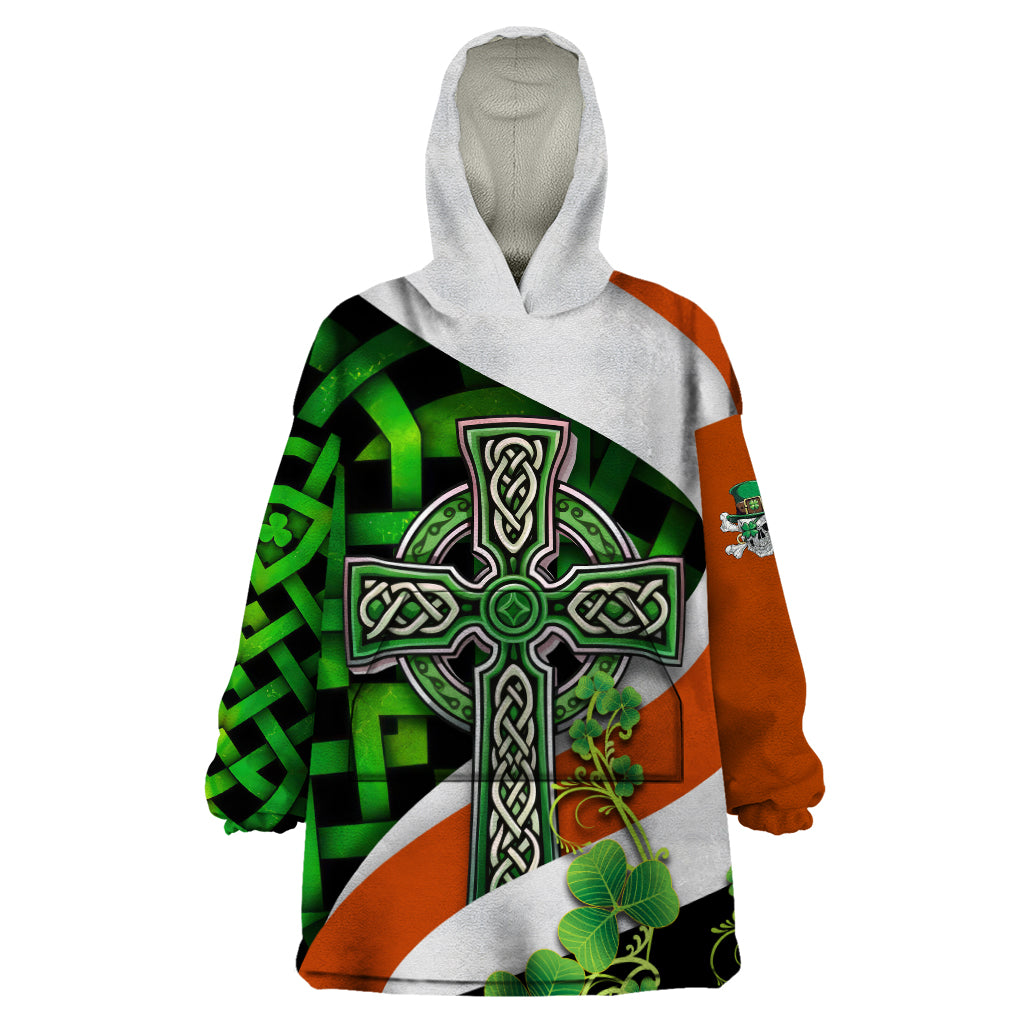 Patrick Day - Irish Cross - Lucky Girl Wearable Blanket Hoodie - Wonder Print Shop