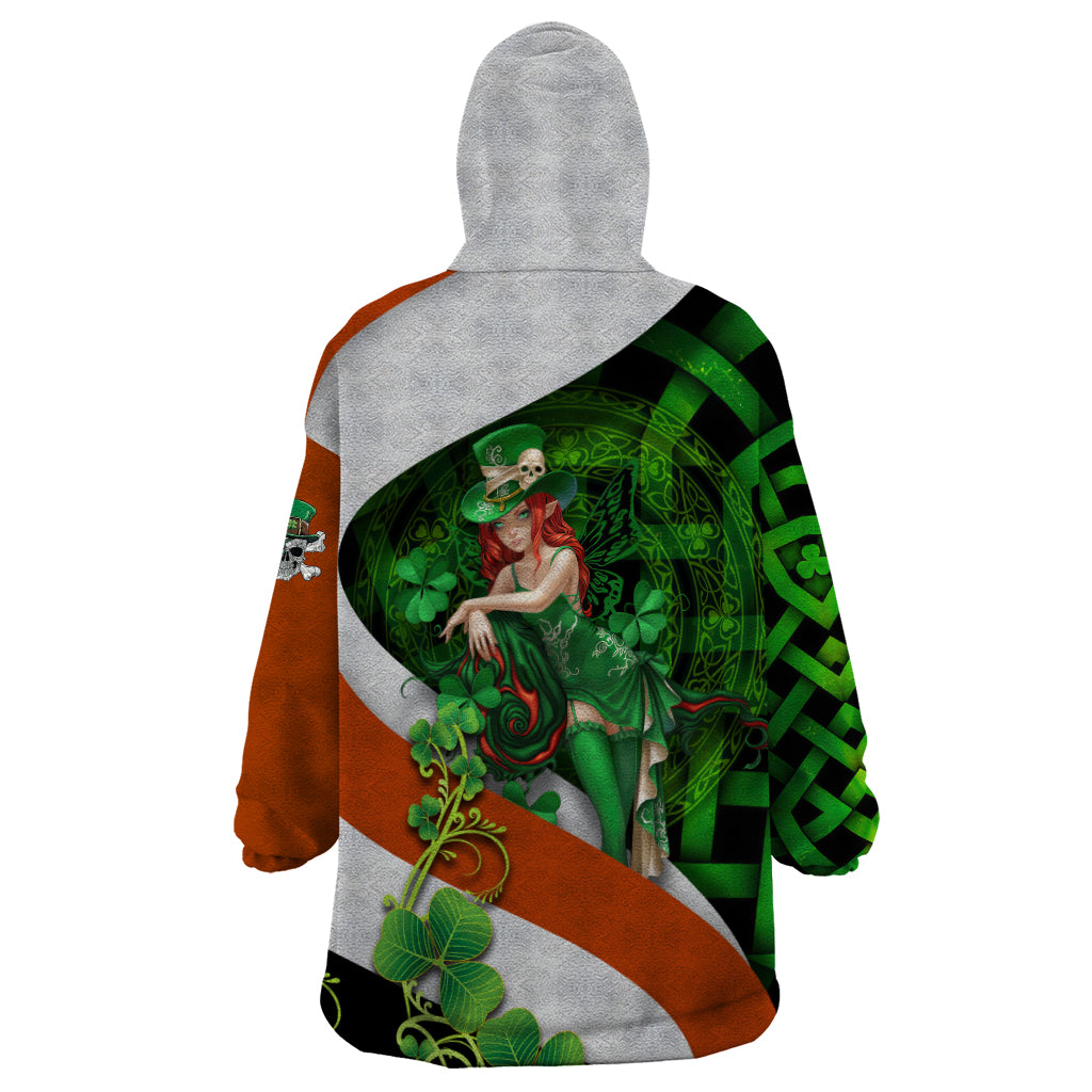 Patrick Day - Irish Cross - Lucky Girl Wearable Blanket Hoodie - Wonder Print Shop