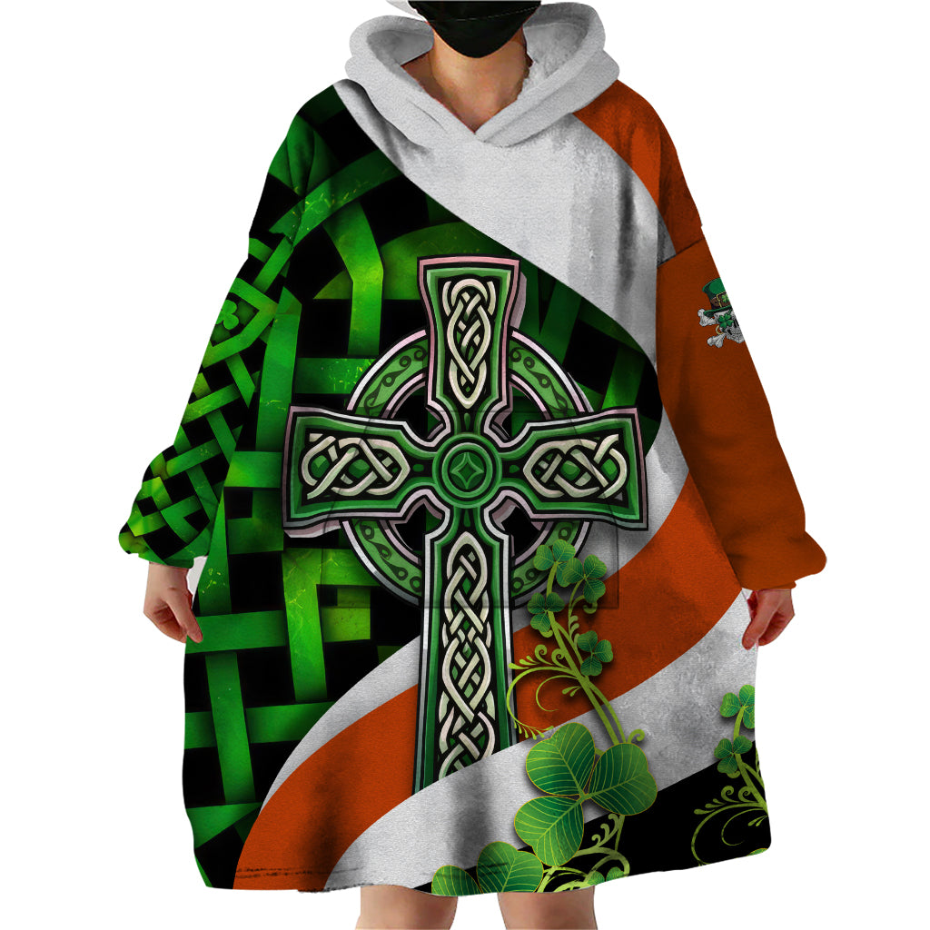Patrick Day - Irish Cross - Lucky Girl Wearable Blanket Hoodie - Wonder Print Shop