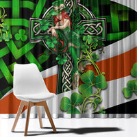 Patrick Day - Irish Cross - Lucky Girl Window Curtain - Wonder Print Shop