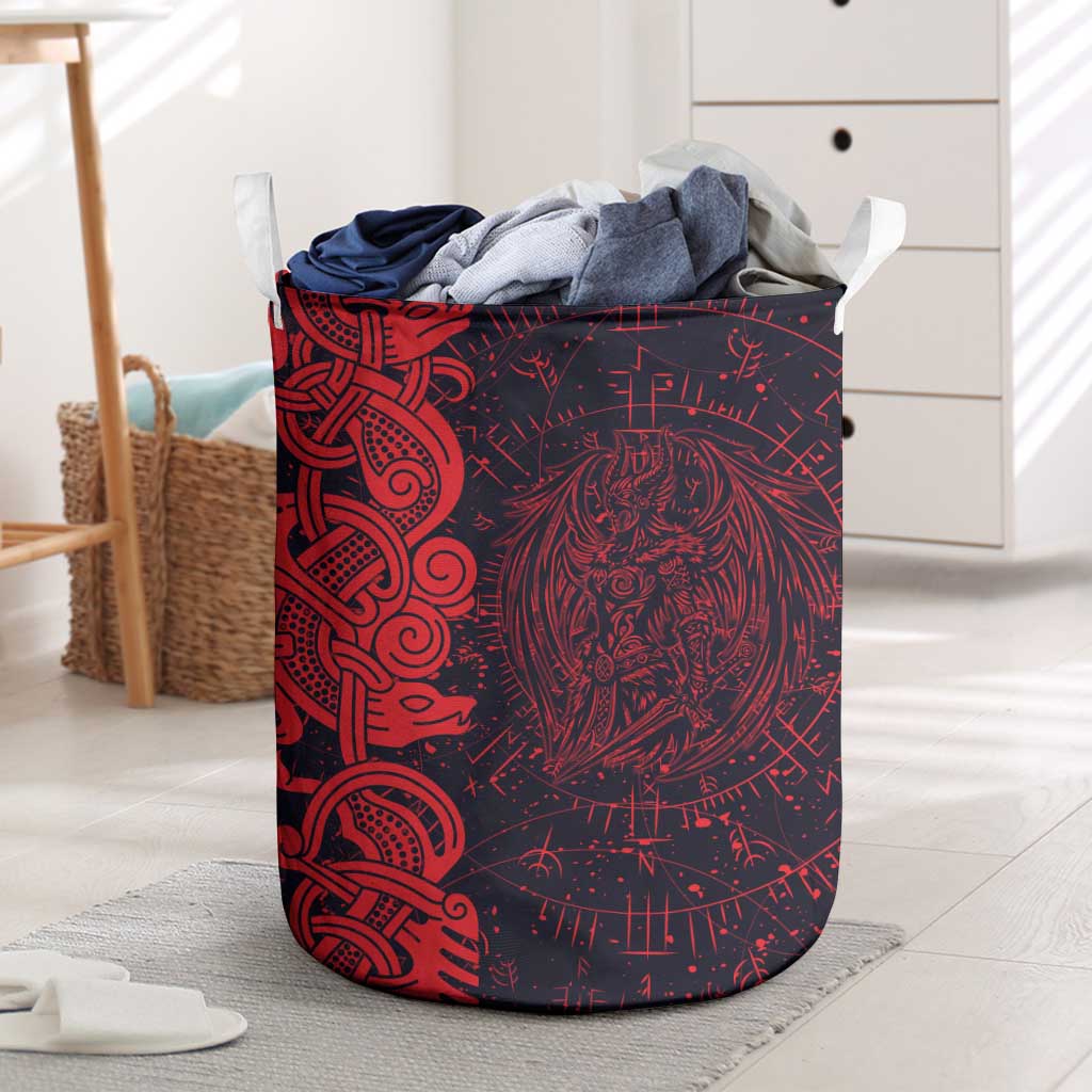 Norse Viking Dragon Laundry Basket Celtic Knotwork and Runic Mythology Art