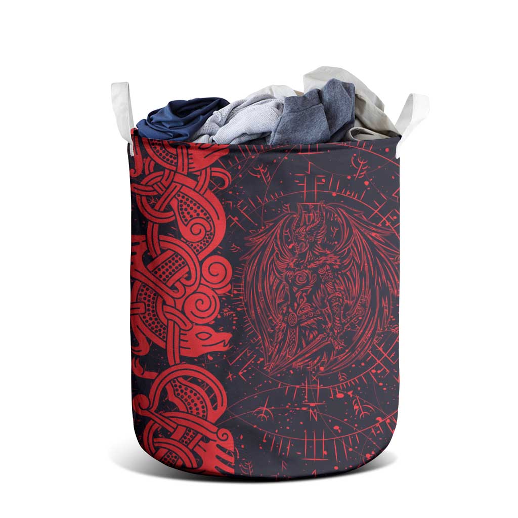 Norse Viking Dragon Laundry Basket Celtic Knotwork and Runic Mythology Art