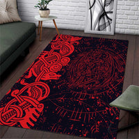 Norse Viking Dragon Area Rug Celtic Knotwork and Runic Mythology Art