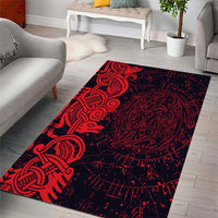 Norse Viking Dragon Area Rug Celtic Knotwork and Runic Mythology Art