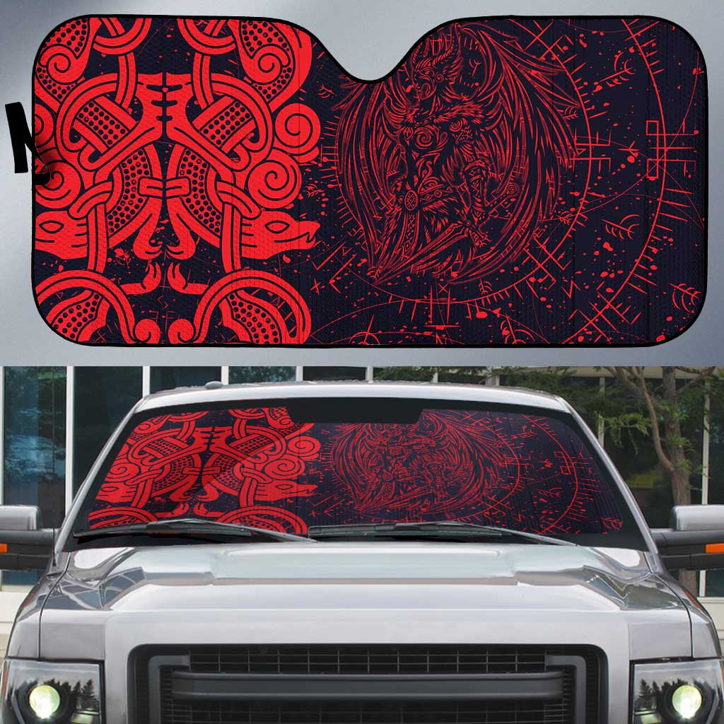 Norse Viking Dragon Auto Sun Shade Celtic Knotwork and Runic Mythology Art