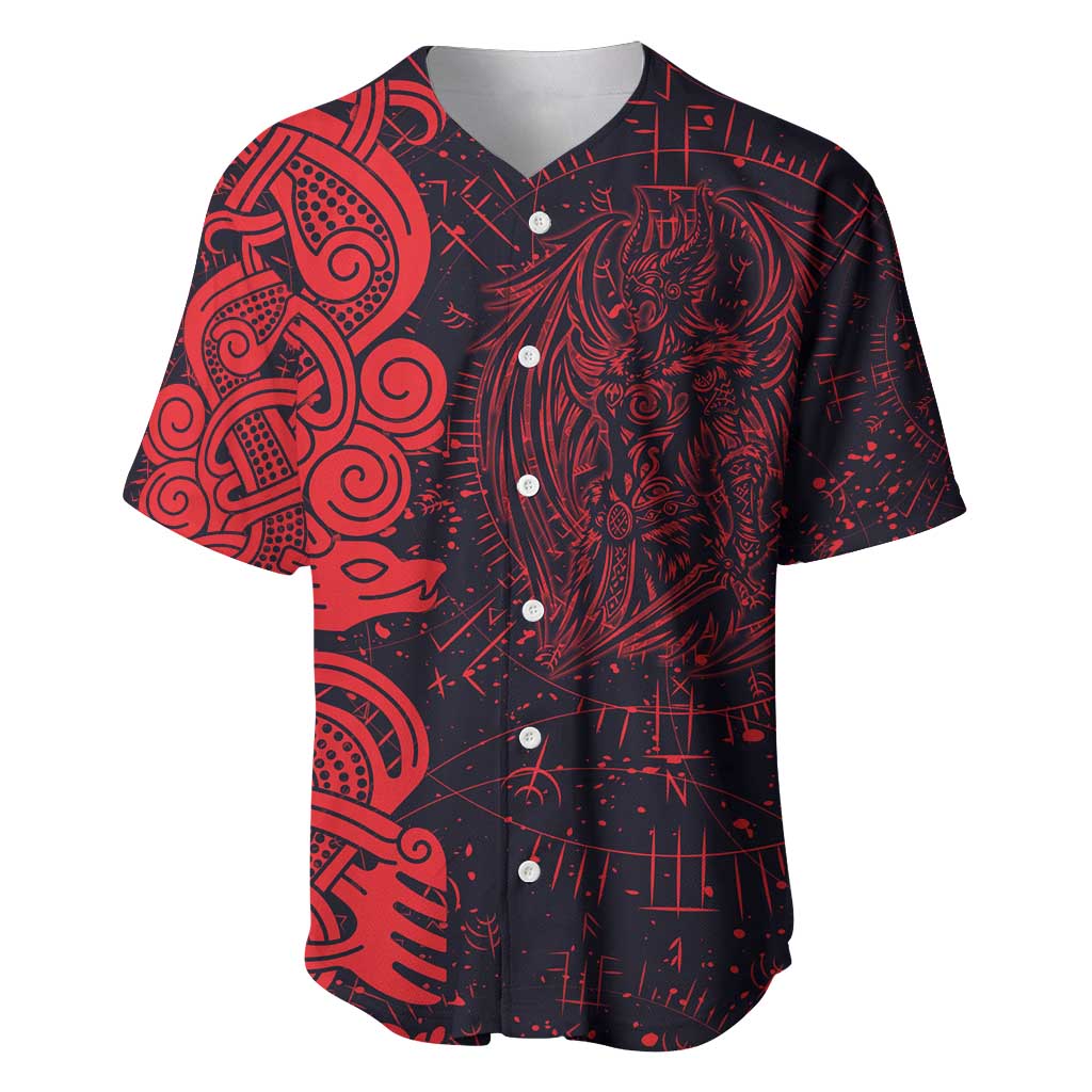 Norse Viking Dragon Baseball Jersey Celtic Knotwork and Runic Mythology Art
