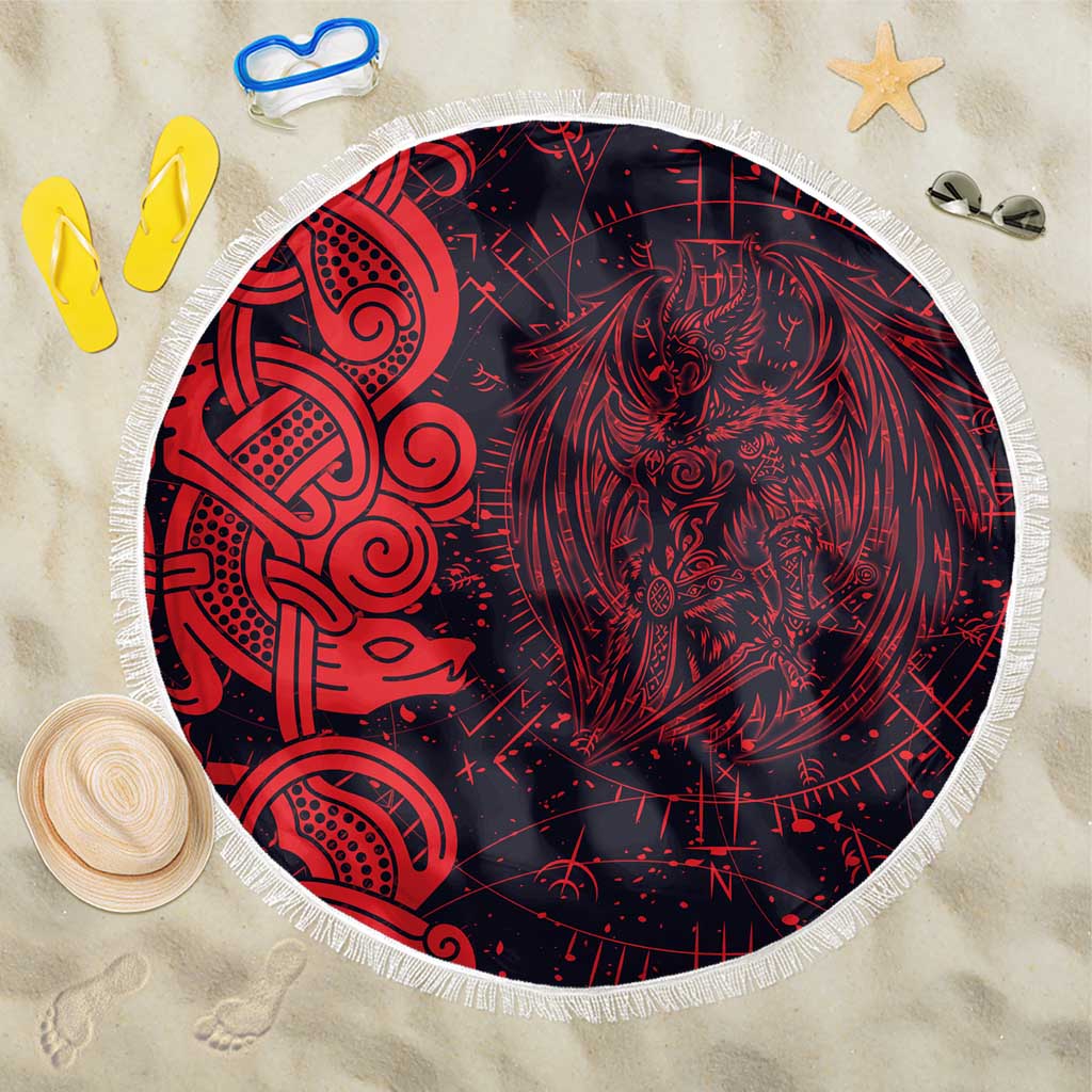Norse Viking Dragon Beach Blanket Celtic Knotwork and Runic Mythology Art