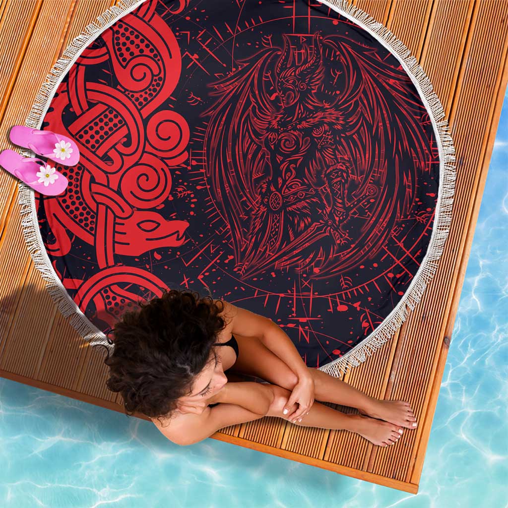 Norse Viking Dragon Beach Blanket Celtic Knotwork and Runic Mythology Art