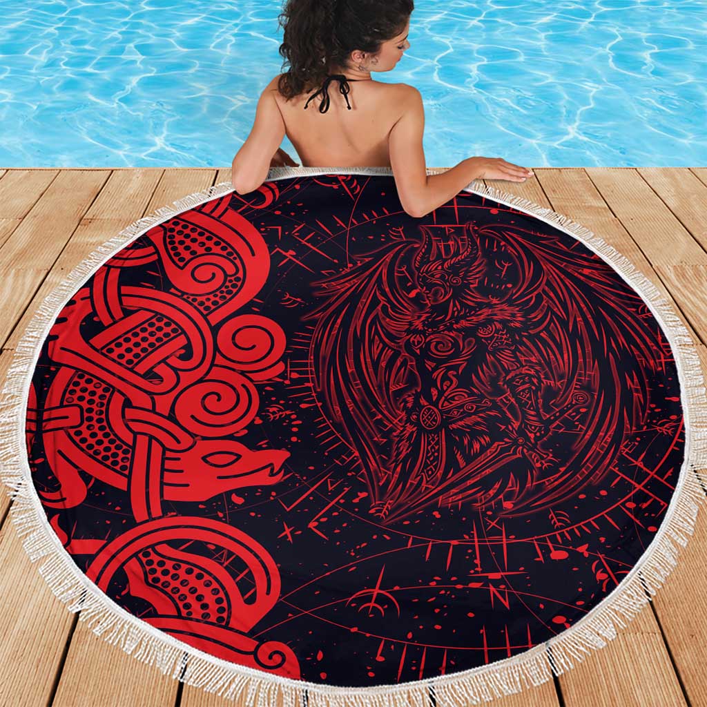 Norse Viking Dragon Beach Blanket Celtic Knotwork and Runic Mythology Art