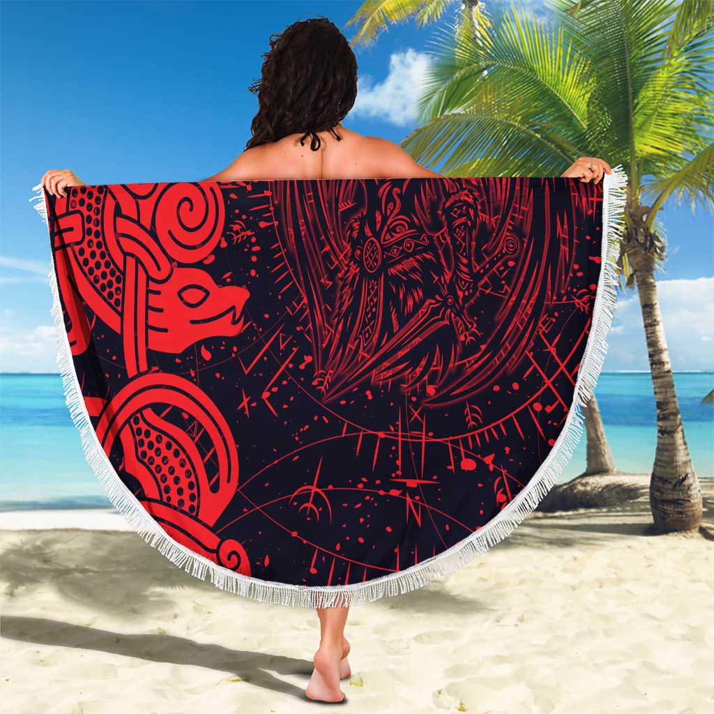 Norse Viking Dragon Beach Blanket Celtic Knotwork and Runic Mythology Art