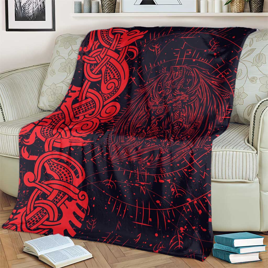 Norse Viking Dragon Blanket Celtic Knotwork and Runic Mythology Art