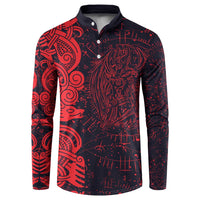 Norse Viking Dragon Button Sweatshirt Celtic Knotwork and Runic Mythology Art