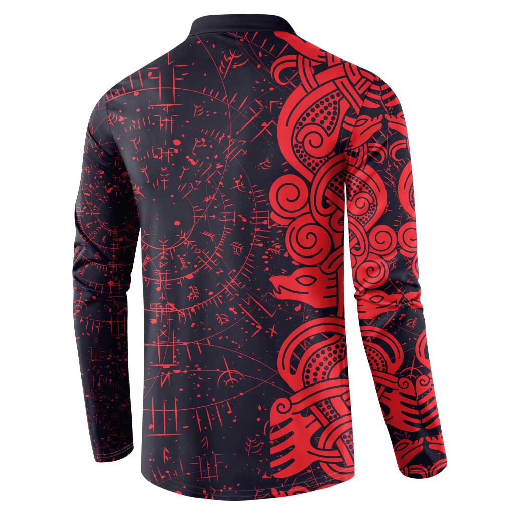 Norse Viking Dragon Button Sweatshirt Celtic Knotwork and Runic Mythology Art